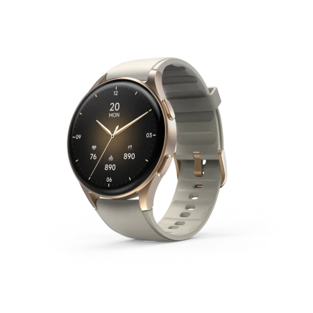 Smartwatch Hama 8900, GPS, AMOLED 1.3, szara koperta, złota ramka, pasek silikonowy