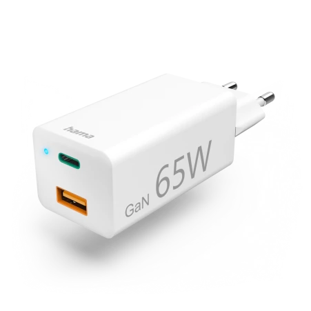 Ładowarka 65W do telefonu Hama GaN USB-C Power Delivery Quick Charge 3.0 biała